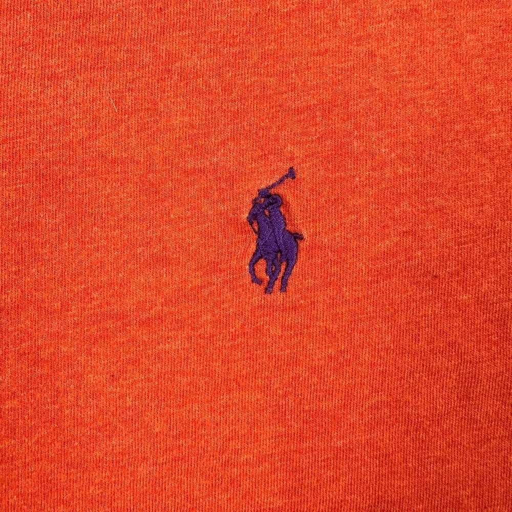 Polo Ralph Lauren Long Sleeve T-Shirt Mens Large‎ Orange Pony Logo Preppy